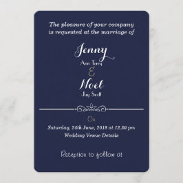 Heart Design Plain Simple Blue Weddenation Kaart