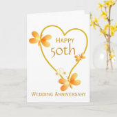 Heart Design - Speciaal 50th Wedding Jubileum Kaart (Gele Bloem)