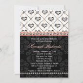 Heart Diamond Bridal Shower Invitations Roze Black Kaart (Achterkant)
