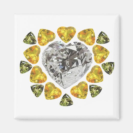Heart Diamond Gemstone Art Magneet (Voorkant)
