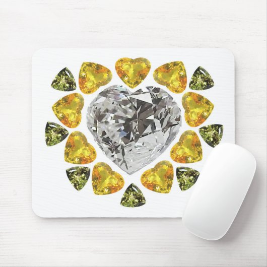 Heart Diamond Gemstone Art Muismat (Met muis)
