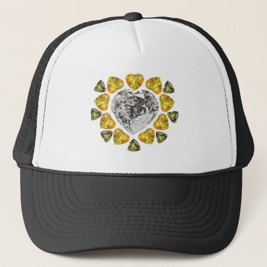 Heart Diamond Gemstone Art Trucker Pet (Voorkant)