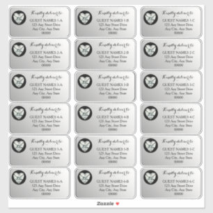 Heart Diamond Silver Wedding Guest Address Sticke Sticker