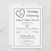 Heart Diamonds 10th Wedding Jubileum Party Kaart (Voorkant)
