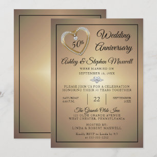 Heart Diamonds 50th Wedding Jubileum Party Kaart
