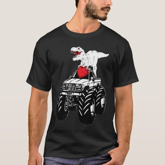 Heart Dino Valentine's Day Monster Truck Date Sing T-shirt (Voorkant)