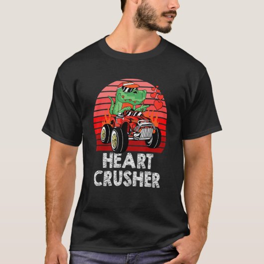 Heart Dinosaur Crusher Valentijnsdag T-Rex Riding T-shirt (Voorkant)
