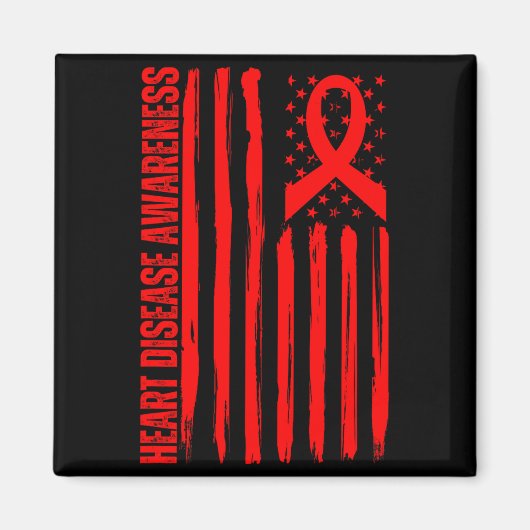 Heart Disease Awareness American Flag Chd Congenit Magneet (Voorkant)
