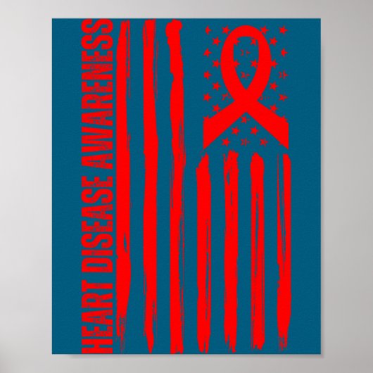 Heart Disease Awareness American Flag Chd Congenit Poster (Voorkant)