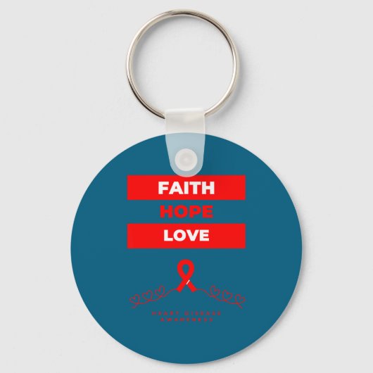 Heart Disease Awareness Faith Hope Love Design  Sleutelhanger (Voorkant)