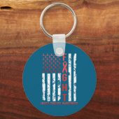 Heart Disease Awareness February Usa Flag Ribbon R Sleutelhanger (Voorkant)