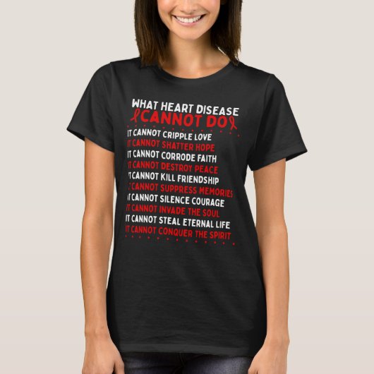 Heart Disease Awareness Fighter Warrior Ribbon T-shirt (Voorkant)