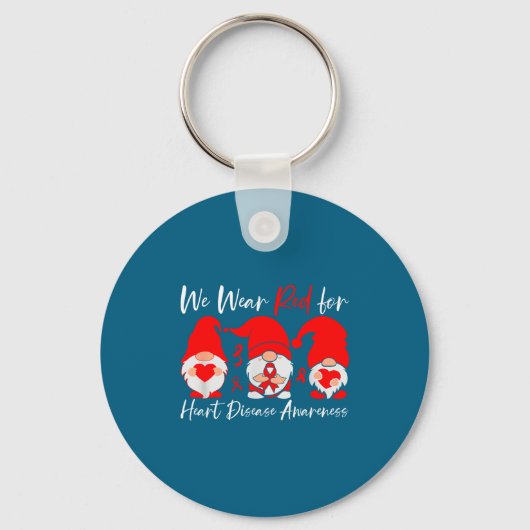 Heart Disease Awareness Gnome Sleutelhanger (Voorkant)
