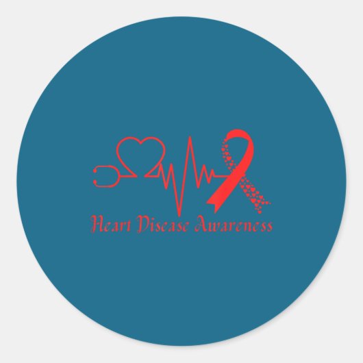Heart Disease Awareness Go Red In February Health Ronde Sticker (Voorkant)