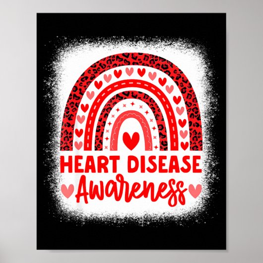 Heart Disease Awareness Heart Month Rainbow Heart  Poster (Voorkant)