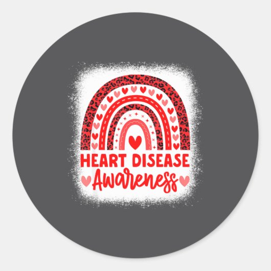 Heart Disease Awareness Heart Month Rainbow Heart Ronde Sticker (Voorkant)