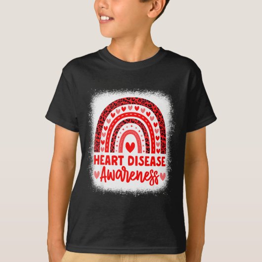 Heart Disease Awareness Heart Month Rainbow Heart  T-shirt (Voorkant)