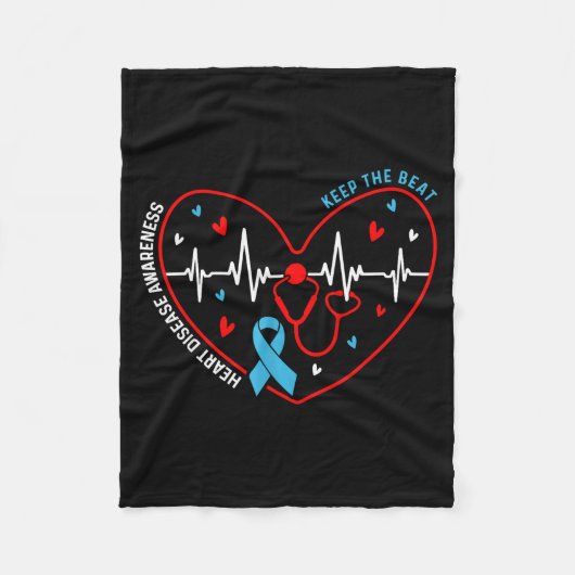 Heart Disease Awareness Heartbeat Survivor Warrior Fleece Deken (Voorkant)