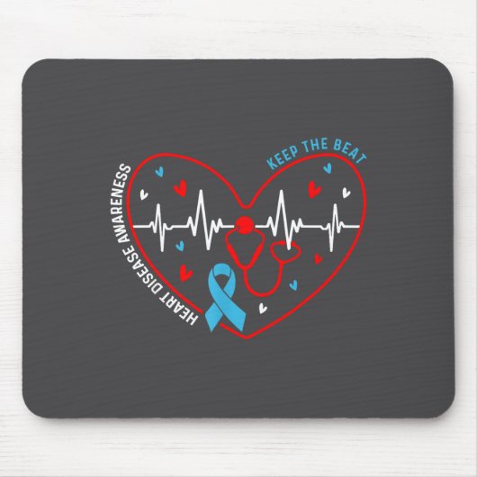 Heart Disease Awareness Heartbeat Survivor Warrior Muismat (Voorkant)