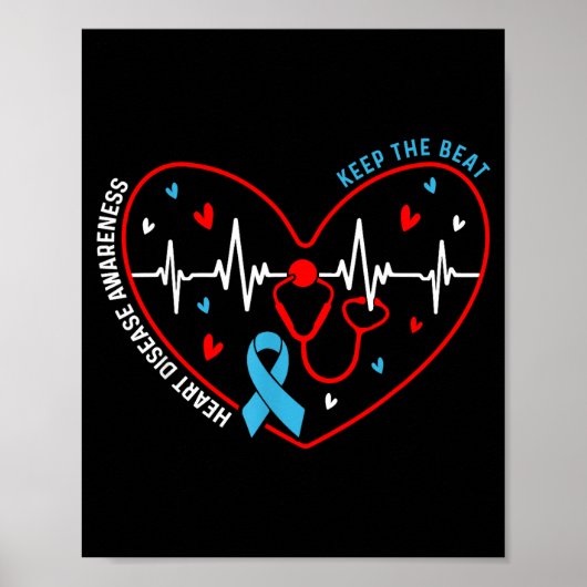 Heart Disease Awareness Heartbeat Survivor Warrior Poster (Voorkant)