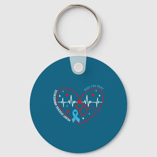 Heart Disease Awareness Heartbeat Survivor Warrior Sleutelhanger (Voorkant)