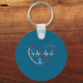 Heart Disease Awareness Heartbeat Survivor Warrior Sleutelhanger (Voorkant)