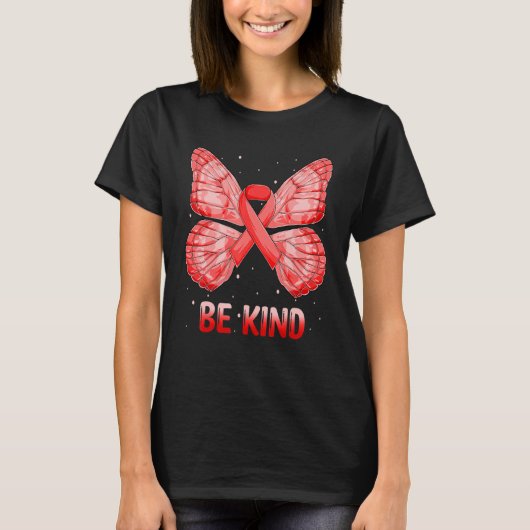 Heart Disease Awareness Kindness Butterfly Ribbon  T-shirt (Voorkant)