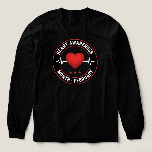 Heart Disease Awareness Month February EKG Heart Tri-Blend Shirt (Voorkant)