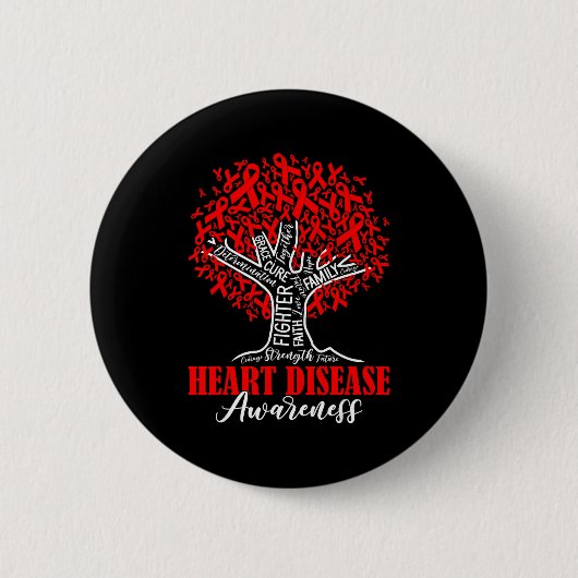 Heart Disease Awareness Month Fighter Tree With Re Ronde Button 5,7 Cm (Voorkant)