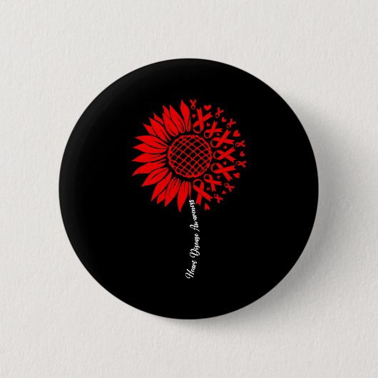 Heart Disease Awareness Month Sunflower For Women  Ronde Button 5,7 Cm (Voorkant)