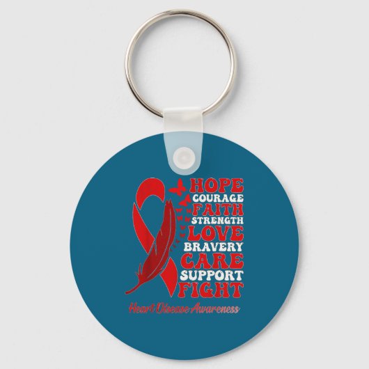 Heart Disease Awareness Red Butterflies Ribbon Sup Sleutelhanger (Voorkant)