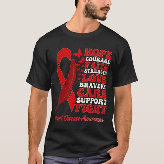 Heart Disease Awareness Red Butterflies Ribbon Sup T-shirt (Voorkant)