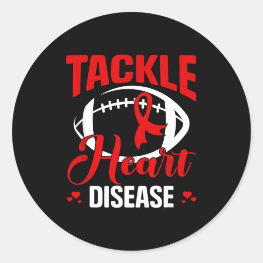 Heart Disease Awareness Red Heart Tackle Heart Dis Ronde Sticker (Voorkant)