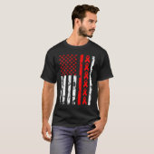 Heart Disease Awareness Red Ribbon American Flag U T-shirt (Voorkant volledig)