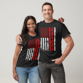 Heart Disease Awareness Red Ribbon American Flag U T-shirt (Unisex)
