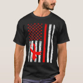 Heart Disease Awareness Red Ribbon American Flag U T-shirt (Voorkant)