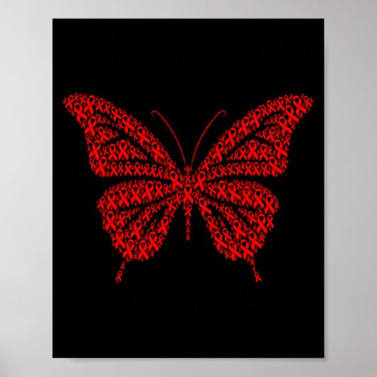 Heart Disease Awareness Red Ribbon &amp; Heart Hea Poster (Voorkant)