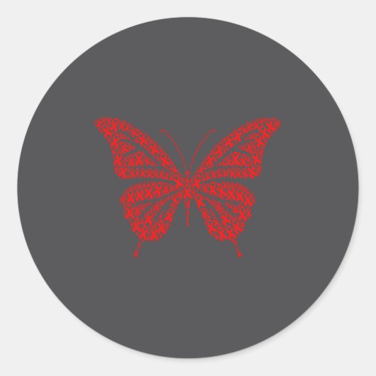 Heart Disease Awareness Red Ribbon & Heart Hea Ronde Sticker (Voorkant)