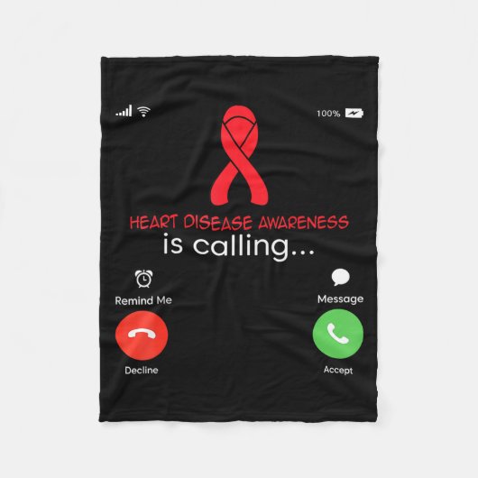 Heart Disease Awareness Red Ribbon Heart Attack Su Fleece Deken (Voorkant)