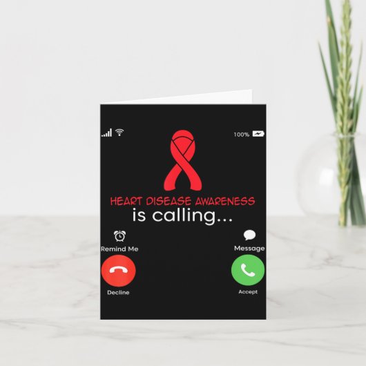 Heart Disease Awareness Red Ribbon Heart Attack Su Kaart (Voorkant)
