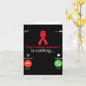 Heart Disease Awareness Red Ribbon Heart Attack Su Kaart (Gele Bloem)