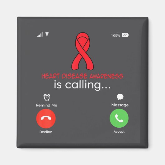 Heart Disease Awareness Red Ribbon Heart Attack Su Magneet (Voorkant)