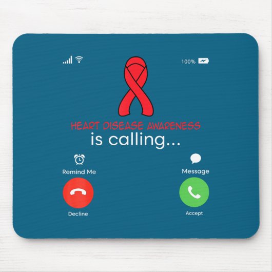 Heart Disease Awareness Red Ribbon Heart Attack Su Muismat (Voorkant)