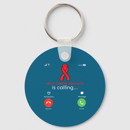 Heart Disease Awareness Red Ribbon Heart Attack Su Sleutelhanger (Voorkant)