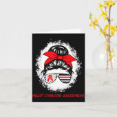 Heart Disease Awareness Red Ribbon Heart Messy Bun Kaart (Gele Bloem)