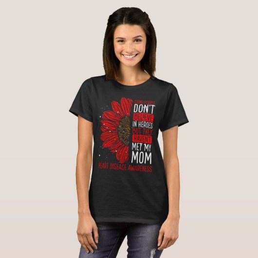 Heart Disease Awareness Ribbon Mom Warrior T-shirt (Voorkant volledig)
