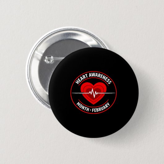 Heart Disease Awareness  Ronde Button 5,7 Cm (Voorkant /achterkant)