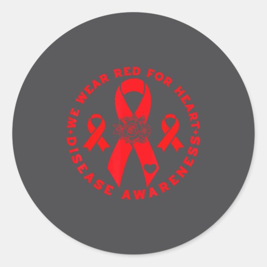 Heart Disease Awareness  Ronde Sticker (Voorkant)