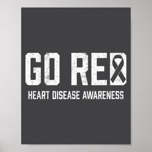 Heart Disease Awareness Shirt Go Red Heart Disease Poster (Voorkant)