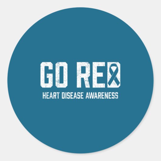 Heart Disease Awareness Shirt Go Red Heart Disease Ronde Sticker (Voorkant)